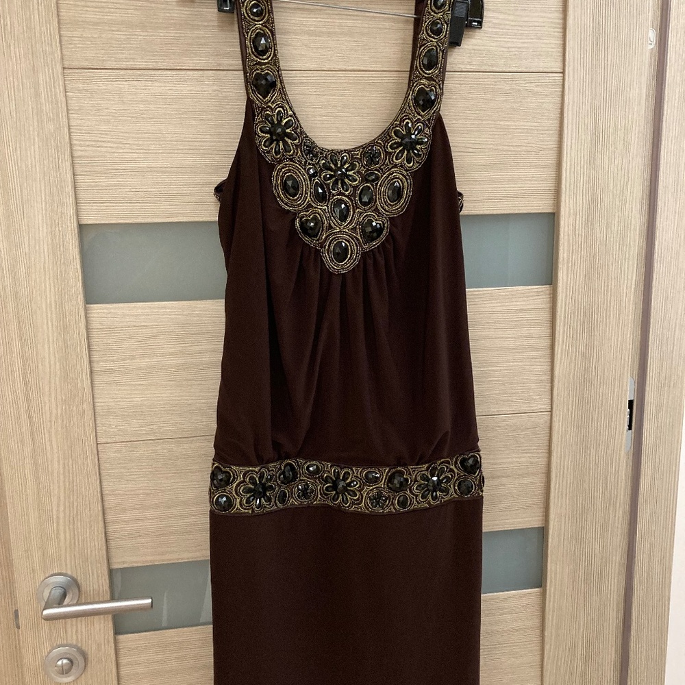 SUE WONG Beaded Blouson Coctail Dress
